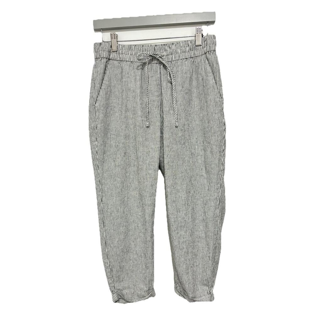 J.Crew Linen Blend Pull On Pants 8P Striped Ankle Coastal Beachy